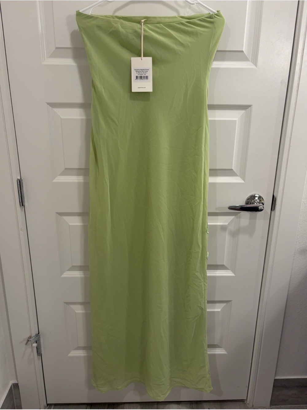 Peppermayo Lime Green Strapless Maxi Dress with Floral Appliqué - Picture 5 of 5